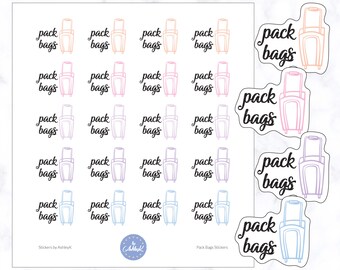 Pack Bags Stickers | Luggage Stickers | Suitcase Stickers | Travel Stickers | Trip Stickers | Packing Stickers | Planner Stickers