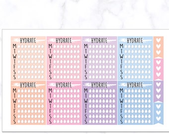 Weekly Hydrate Planner Stickers | Hydrate Stickers | Hydration Stickers | Water Tracker Stickers | Stay Hydrated Planner Stickers