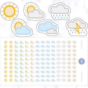 140 Weather Stickers No Snow More Cloud | Weather Planner Stickers | Planner Stickers | Weather Tracker Stickers | Weather Icon Stickers