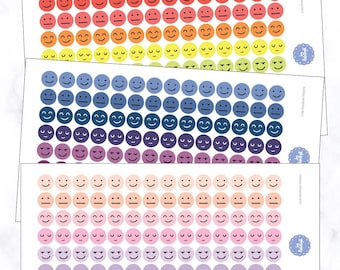 Cute Emoticon Stickers | Emoticon Round Stickers | Face Emoticon Stickers | Mood Tracker Stickers | Mood Planner Sticker | Mood Sticker