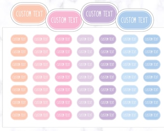 Custom Text Mini Rounded Label Planner Stickers | Rounded Corner Label Stickers | Custom Text Label Stickers | Custom Text Header Stickers