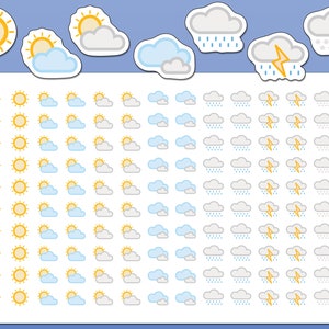 140 Weather Stickers Weather Planner Stickers Cute Weather Icon Stickers Weather Tracker Stickers Weather Tracking Stickers image 1