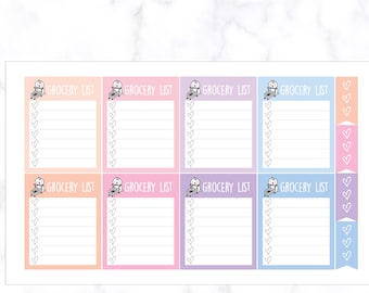 Emoticon Grocery List Planner Stickers | Grocery Shopping Stickers | Shopping Checklist Stickers | Journal Stickers | Grocery List Stickers