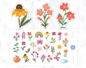 Spring Flowers Decorative Stickers | Pastel Flower Decorative Planner Stickers | Spring Stickers | Flowers Stickers | Garden Stickers