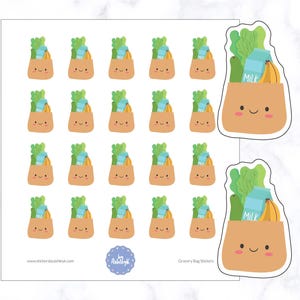 Grocery Bag Planner Stickers | Grocery Planner Stickers | Grocery Shopping Stickers | Shopping Bag Planner Stickers