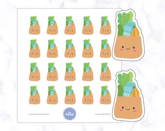 Grocery Bag Planner Stickers | Grocery Planner Stickers | Grocery Shopping Stickers | Shopping Bag Planner Stickers