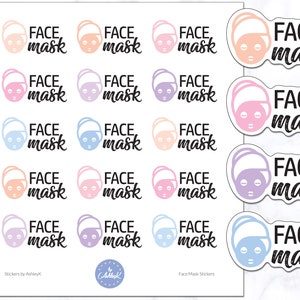 Stickers masques pour le visage | Stickers icônes de masque facial | Stickers beauté | Autocollants de soins de la peau | Stickers pour agenda | Autocollants pour journaux