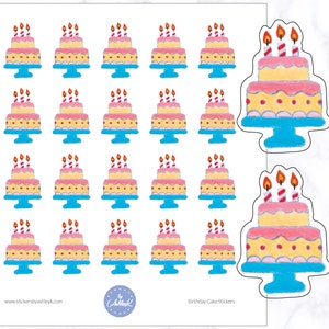 Stickers roses pour planificateur de gâteau d'anniversaire | Stickers joyeux anniversaire | Stickers planificateur de suivi d'anniversaire | Stickers pour agenda de gâteau d'anniversaire
