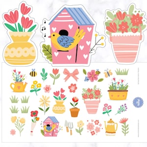 Frühling Dekorative Aufkleber | Pastell Blumen Dekorative Planer Aufkleber | Frühlings-Aufkleber | Blumen Aufkleber | Garten Aufkleber