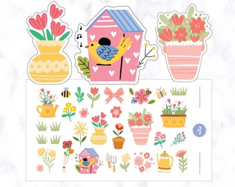 Spring Decorative Stickers | Pastel Flower Decorative Planner Stickers | Spring Stickers | Flowers Stickers | Garden Stickers