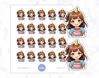 Birthday Girl Planner Stickers | Happy Birthday Stickers | Birthday Tracker Planner Stickers | Birthday Cake Planner Stickers