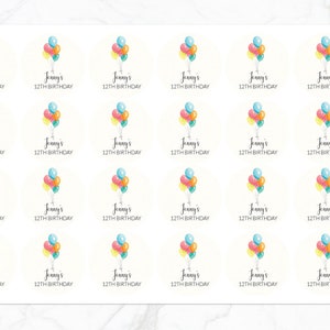 Custom Text Balloon Birthday Packaging Round Stickers - 28 mm Diameter | Custom Text Round Stickers | Birthday Card Envelope Seal Stickers