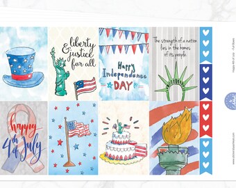 Glücklicher 4. Juli Weekly Kit für Happy Planner | Happy Sticker | Happy Planner Weekly Kit | Inbezug auf den Tag der Selbständigkeit