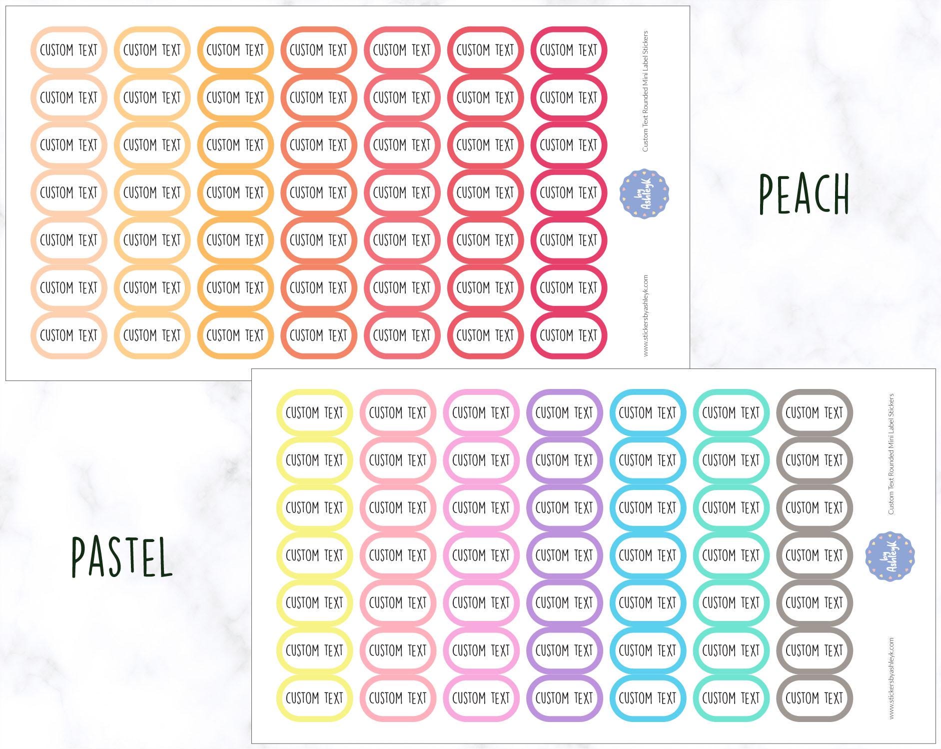 Custom Text Rounded Mini Label Planner Stickers | Custom Text Label ...