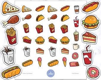 Autocollants Nourriture | Stickers Dîner | Stickers desserts | Stickers pour agenda | Stickers agenda | Stickers pour journaux | Stickers Bullet Journal