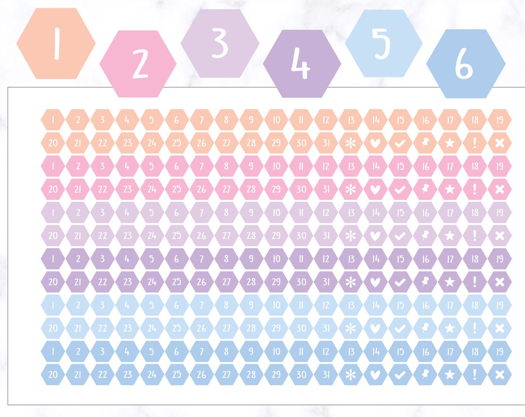 228 Mini Hexagon Date Dot Planner Stickers | Date Dots Sticker | Mini ...