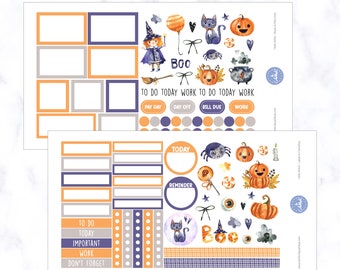 Hello Witch Weekly Spread Planner Stickers | Halloween Weekly Spread Stickers | Decorative Planner Stickers | Halloween Planner Stickers