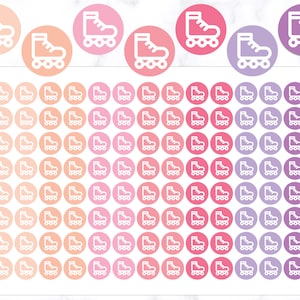 Inline Skating Icon Stickers | Skating Stickers | Inline Skater Icon Stickers | Journal Stickers | Circle Stickers | Icon Round Stickers