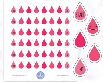 Pegatinas para el planificador de períodos / Pegatinas para el seguimiento de períodos / Pegatinas con forma de gota de sangre / Pegatinas para el período en miniatura / Pegatinas para el planificador / Pegatinas para diario