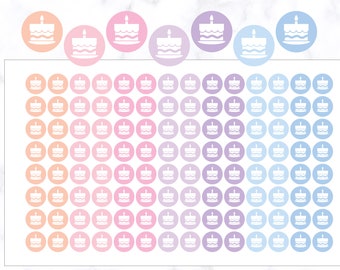 Birthday Icon Round Stickers | Birthday Cake Stickers | Birthday Tracker Planner Stickers | Circle Planner Stickers | Birthday Stickers
