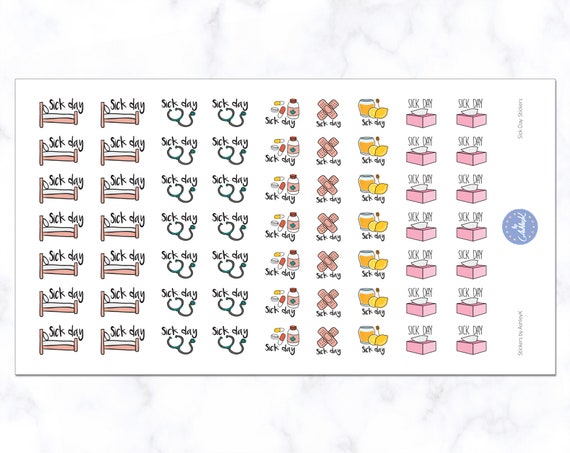 Sick Day Stickers | Doctor Stickers | Cold Stickers | Medicine Stickers | Journal Stickers | Diary Stickers | Planner Stickers