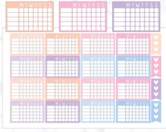 Pegatinas para planificador de mesa con seguimiento semanal de hábitos / Pegatinas para seguimiento de hábitos / Pegatinas para seguimiento semanal / Pegatinas para planificador