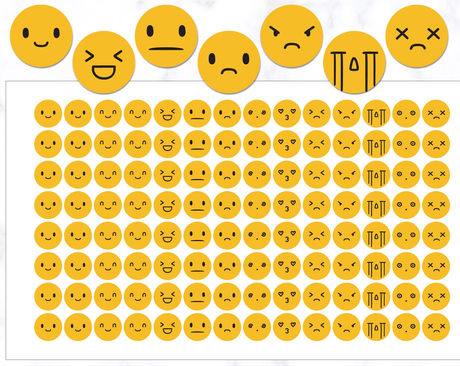 Facial Expressions Stickers Emoticon Round Stickers Face Etsy Singapore