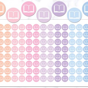 Book Icon Round Planner Stickers | Reading Planner Stickers | Book Icon Stickers | Study Planner Stickers | Reading Tracker Stickers