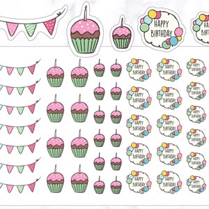 Stickers joyeux anniversaire | Stickers pour agenda d'anniversaire | Stickers pour agenda | Stickers pour journaux | Stickers agenda | Stickers guirlande | Sticker gâteau