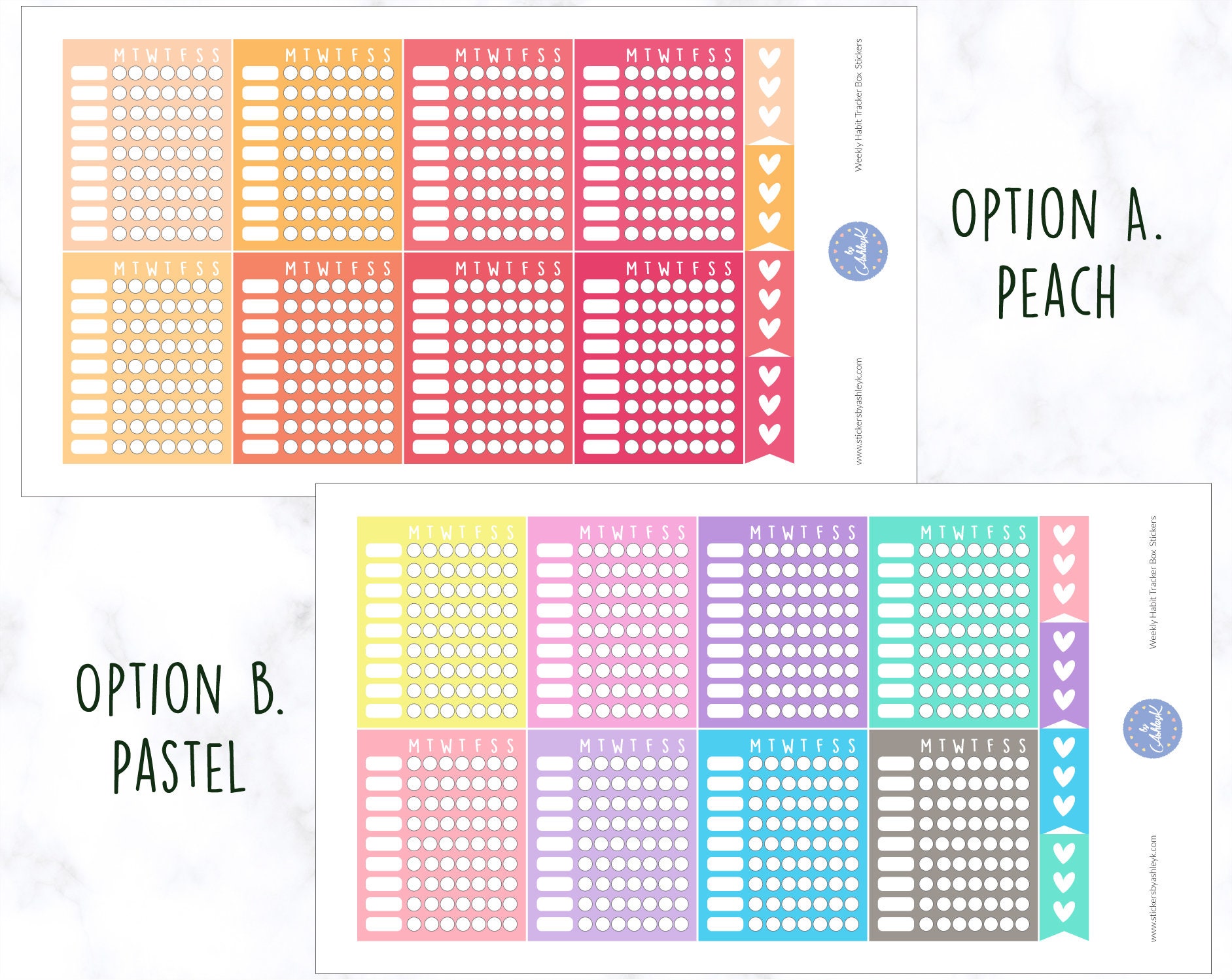 Weekly Habit Tracker Box Planner Stickers | Habit Tracker Stickers ...