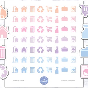 Housework Icon Stickers | Housework Planner Stickers | Planner Stickers | Journal Stickers | Diary Stickers | Cleaning Stickers