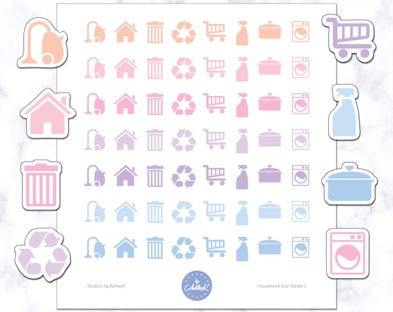 Housework Icon Stickers | Housework Planner Stickers | Planner Stickers | Journal Stickers | Diary Stickers | Cleaning Stickers