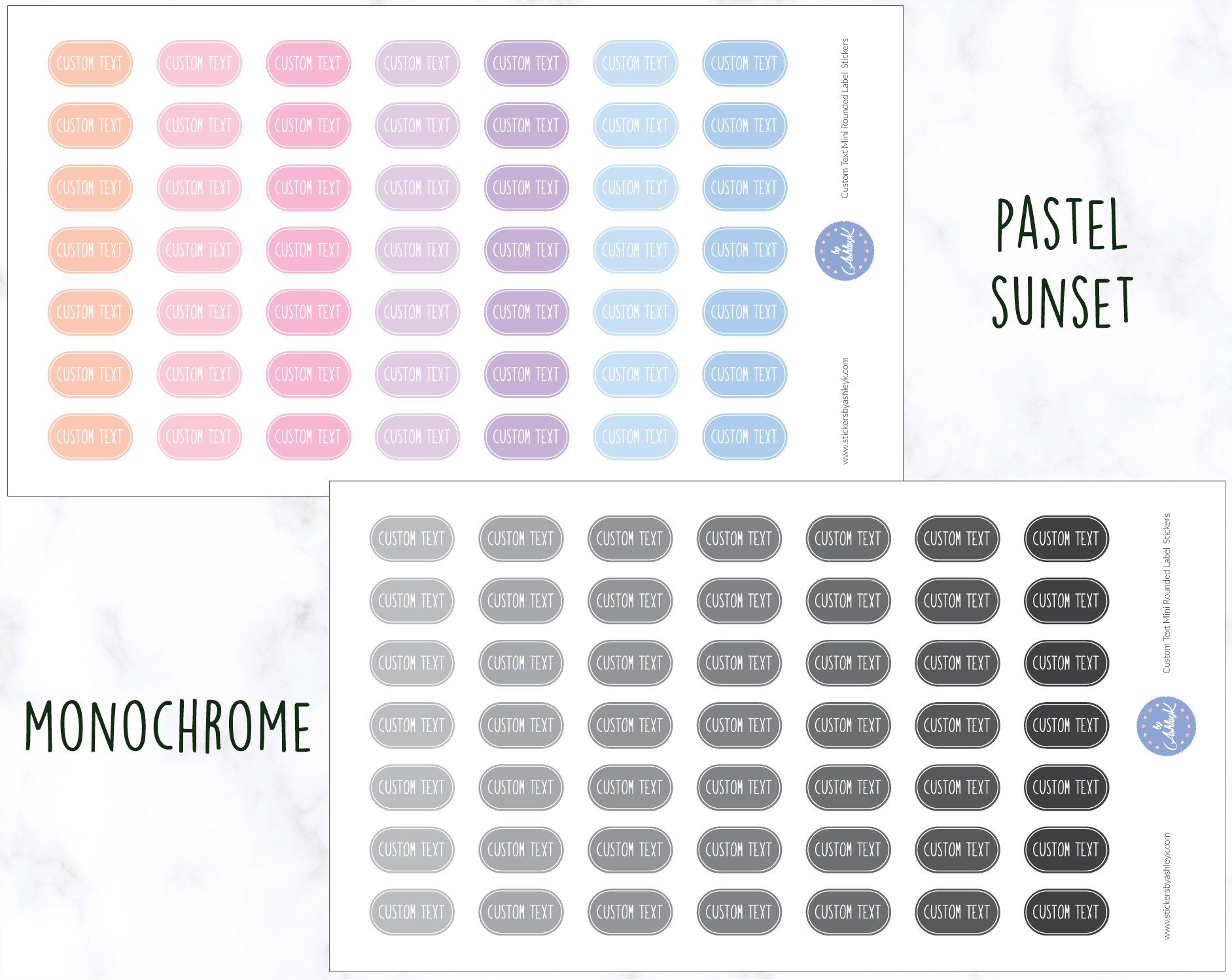 Custom Text Mini Rounded Label Planner Stickers | Rounded Corner Label ...