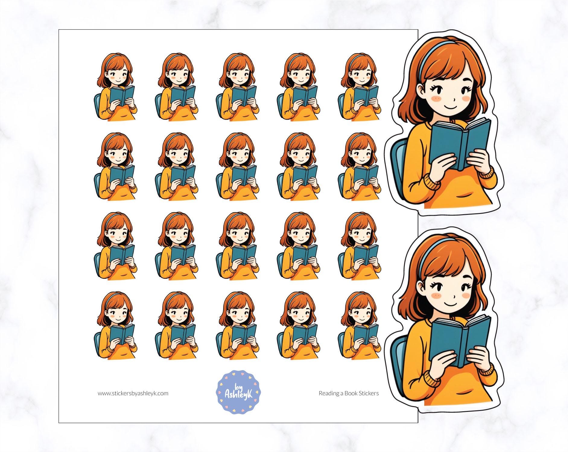 Reading a Book Stickers | Reading Time Stickers | Book Planner Stickers ...