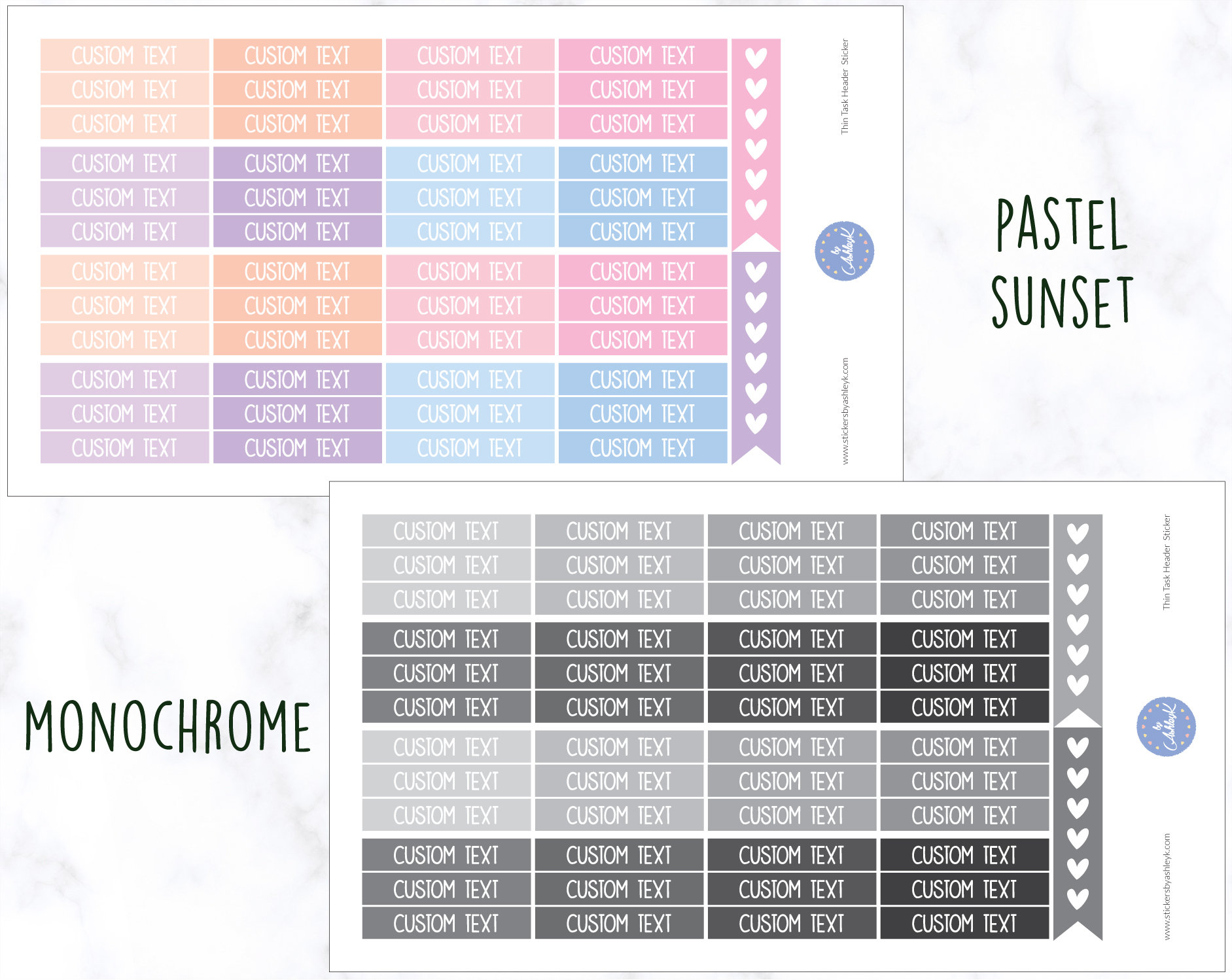 Tittle Header Sticker Thin Custom Header Planner Stickers | Custom Text Label Stickers ...