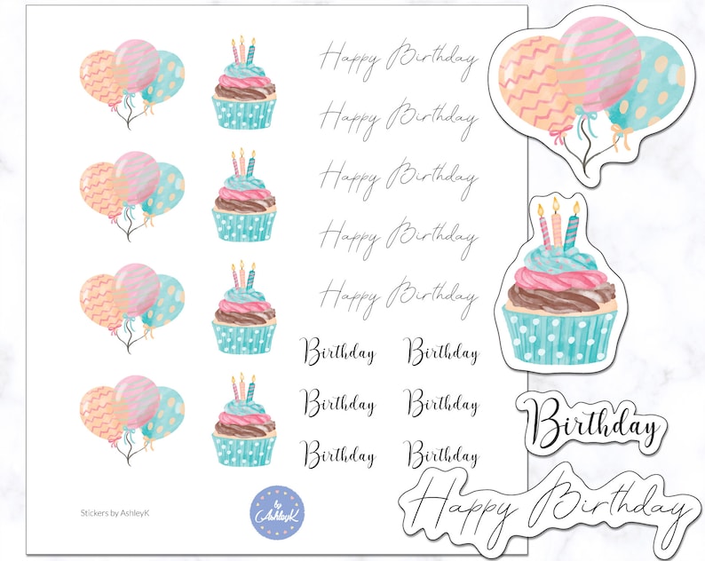 Birthday Stickers Happy Birthday Stickers Planner Stickers Etsy Australia