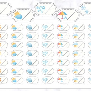 Pegatinas de seguimiento del tiempo con acuarela / Pegatinas de planificador del tiempo / Pegatinas de planificador / Pegatinas de diario / Pegatinas del tiempo / Pegatinas con icono del tiempo