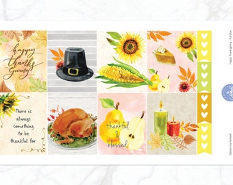 Happy Thanksgiving Weekly Kit for Erin Condren Vertical Horizontal Planner | November Weekly Kit | Thanksgiving Stickers | Autumn Weekly Kit