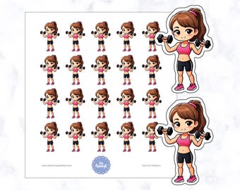Gym Girl Planner Stickers | Workout Planner Stickers | Gym Planner Stickers | Fitness Planner Stickers | Weight Training Planner Stickers