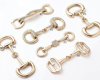 One Pair (2pcs) Horsebit Snaffle Bit with Gem Stones, Rings Detachable, Clothes Shoes Bags Metal Hardware Decals & Connectors, HG016