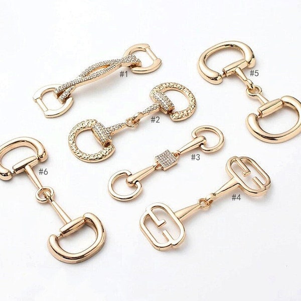 Eén paar (2 stuks) Horsebit Trens met edelstenen, afneembare ringen, kleding, schoenen, tassen, metalen hardware, stickers en connectoren, HG016