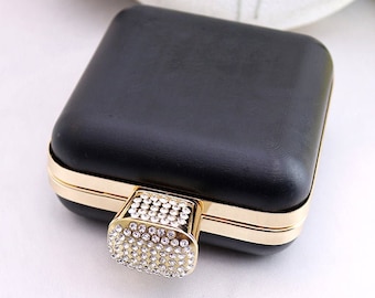 10 x 10cm Purse Hardware with Separated Plastic Clamshells for DIY Square Minaudière Clutch Bag, for Fashion Chic Handbag Designer, AA035
