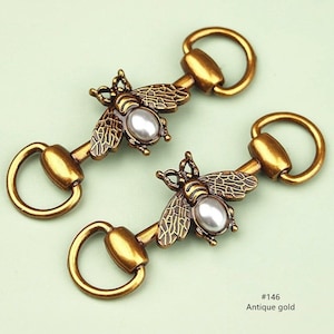 2pcs (1 Pair) Horsebit snaffle Bit Loop Ring, Bee is Attached to the Center Part, #146 Outer Size 7.7 x 2.1cm, HG006B