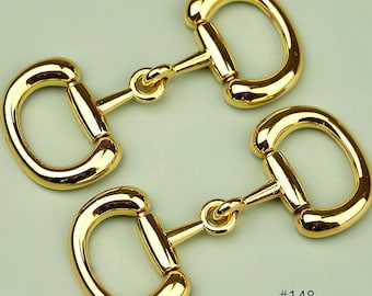 2pcs Horsebit snaffle Bit Loop Ring, Outer Size 7.3x3.4cm, Bright Gold, Leathercraft, leather shoes hardware link decals HG006D
