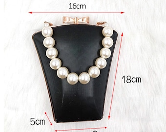 Metal Hardware with Plastic Clamshells for DIY Making Minaudière Clutch Purse Bag with Pearl Handle, for Handbag Designer, AA031