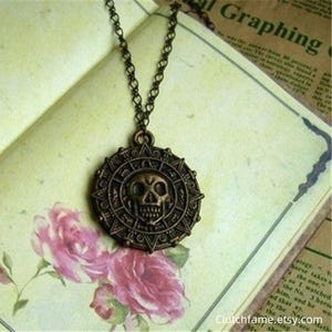 1 Ounce Aztec Necklace, Pirates Pendant Aztec Coin Skull Caribbean Sweater Punk Necklace, Best Gift for Him/Her