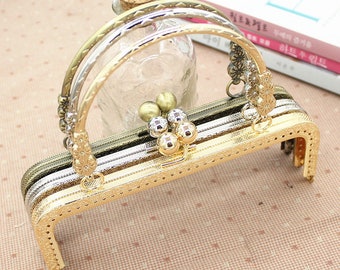 18cm / 20cm sew on metal purse frame with handle, embossed,HB009