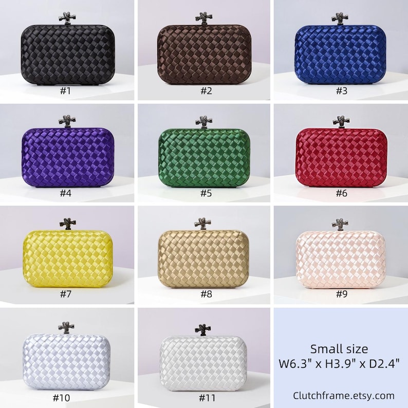Purple clutches and evening bags - purple fabric weaved minaudiere