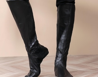 Dance Boots, Soft Leather Sole Boots with Two Elastic Sides, Custom Size Available, Unisex Indoor Boots for Stage & Auditions