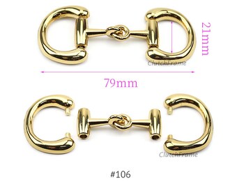 1 Pair Leathercraft Horsebit Snaffle Bit, Total L7.9cm, Loop Inner Dia. 2.1cm, Loafer Moccasins Leather Shoes Hardware Ornates HG018